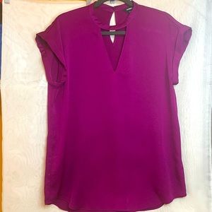 Express Magenta Blouse with Keyhole Detail